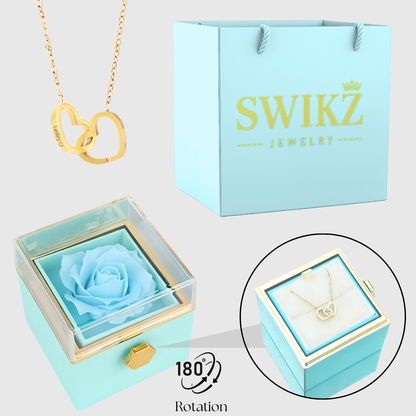 "Surprise" Rotating Forever Rose Box & Engraved Necklace